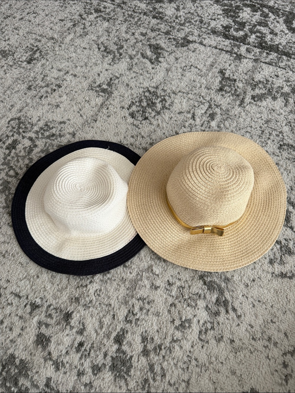 Janie and Jack Wide Brim Straw Sun Hat - Beige and Ivory